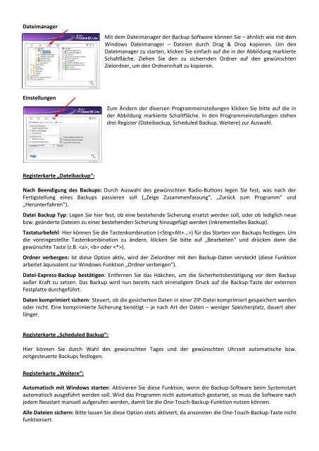 Bedienungsanleitung One-Touch-Backup-Funktion - chiliGREEN