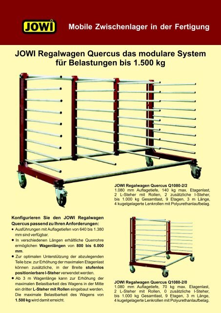 JOWI Regalwagen Quercus das modulare System für Belastungen bis