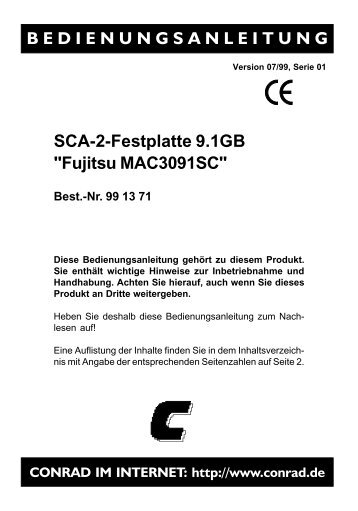 SCA-2-Festplatte 9.1GB "Fujitsu MAC3091SC" - produktinfo.conrad ...