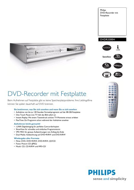 DVDR3300H/02 Philips DVD-Recorder mit Festplatte