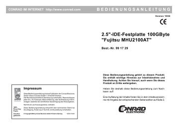 2.5"-IDE-Festplatte 100GByte "Fujitsu MHU2100AT" - produktinfo ...