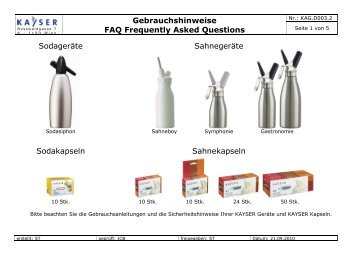 Gebrauchshinweise FAQ Frequently Asked Questions ... - Kayser.