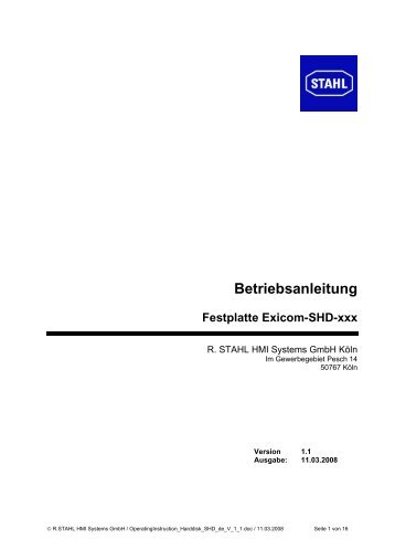 Betriebsanleitung Festplatte Exicom-SHD-xxx - SAE-Stahl GmbH