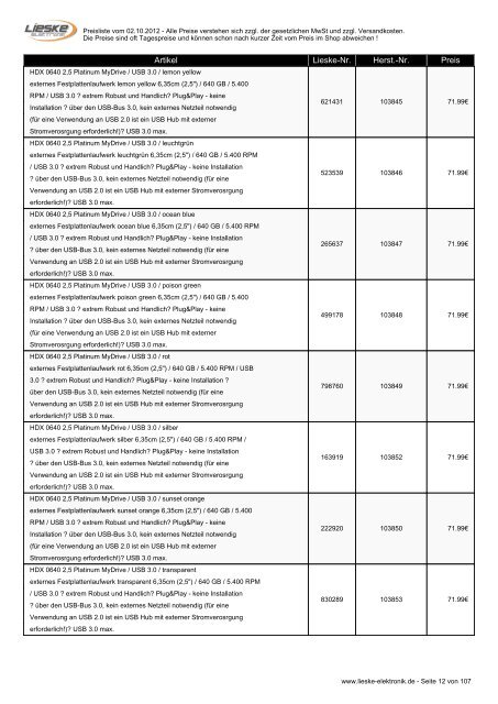 Lieske Elektronik Preisliste - Lieske-Elektronik e.K.