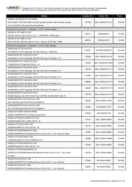 Lieske Elektronik Preisliste - Lieske-Elektronik e.K.