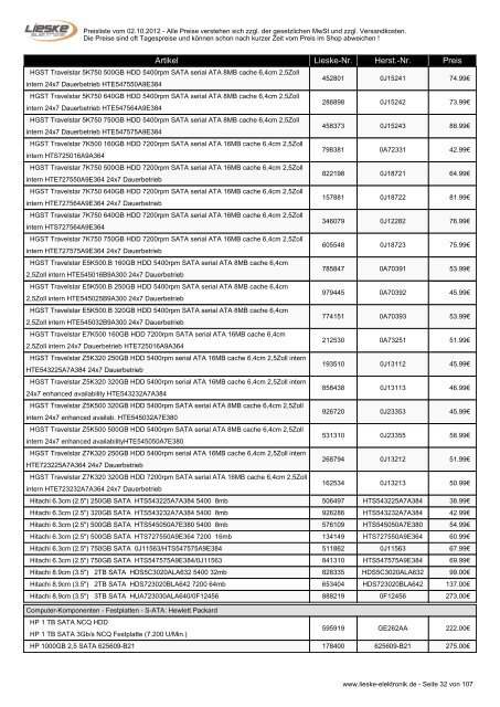 Lieske Elektronik Preisliste - Lieske-Elektronik e.K.