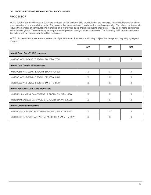 OptiPlex 3010 Tech Guidebook - Dell