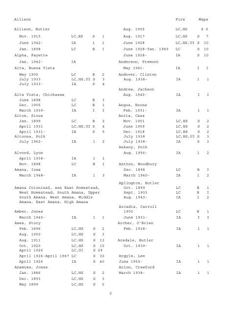 Download Fire Map List - State Historical Society of Iowa