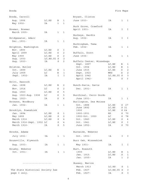 Download Fire Map List - State Historical Society of Iowa