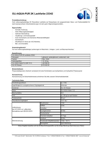 Technisches Datenblatt (PDF) - Oli Lacke GmbH