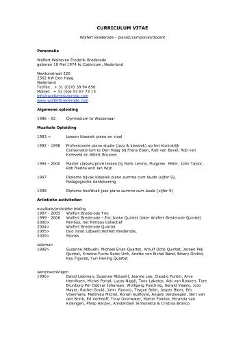 curriculum vitae - Wolfert Brederode