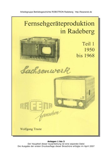 Arbeitsgruppe Betriebsgeschichte ROBOTRON Radeberg http ...