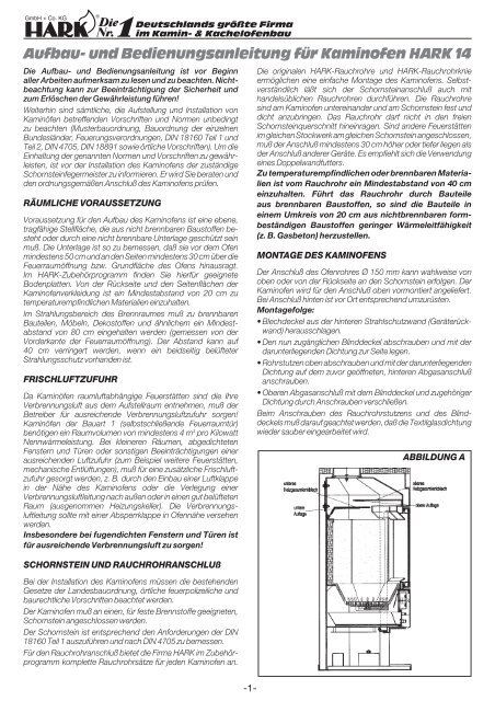 Aufbau- und Bedienungsanleitung für Kaminofen HARK 14