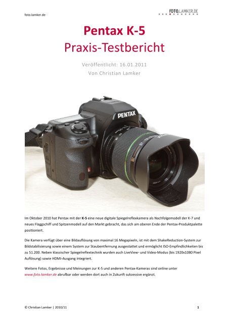 Pentax K-5 Praxis-Testbericht - foto.lamker.de - Christian Lamker