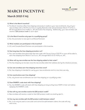 March Incentive FAQ