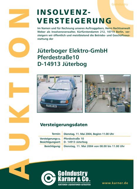 Insolvenz Versteigerung