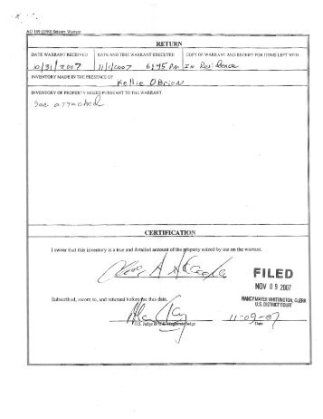 07-524-M-01 Search Warrant Return - FBI
