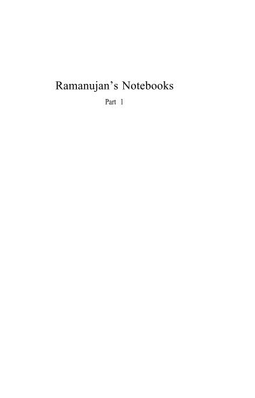 Ramanujan Notebooks 1