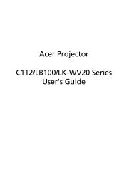 Acer Projector C112/LB100/LK-WV20 Series User's Guide