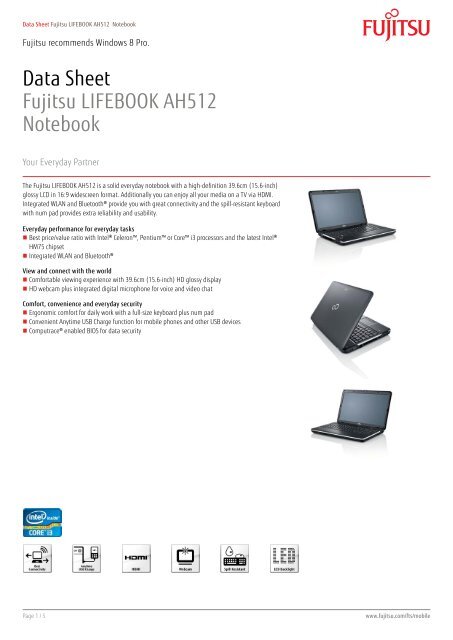 Data Sheet Fujitsu LIFEBOOK AH512 Notebook - Gorenje Point