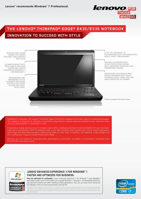 ThinkPad Edge E430-E530 Datasheet - Lenovo