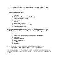 KNUDSEN ELEMENTARY SCHOOL SUGGESTED SUPPLY LISTS ...