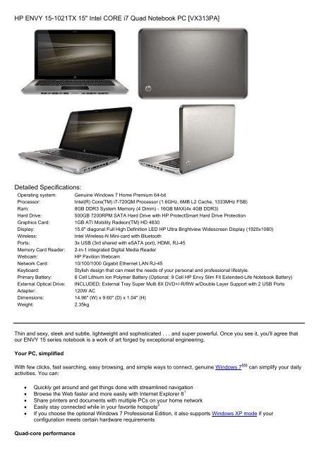 HP ENVY 15-1021TX 15&quot; Intel CORE i7 - Best Deal 4 U Computers