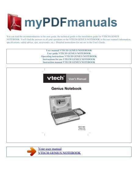 User manual VTECH GENIUS NOTEBOOK - 1