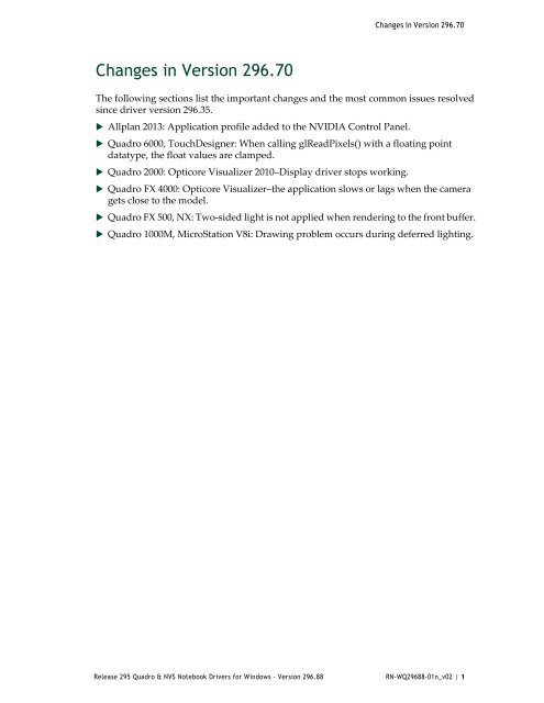 Release 295 Quadro & NVS Notebook Drivers for Windows ... - Nvidia