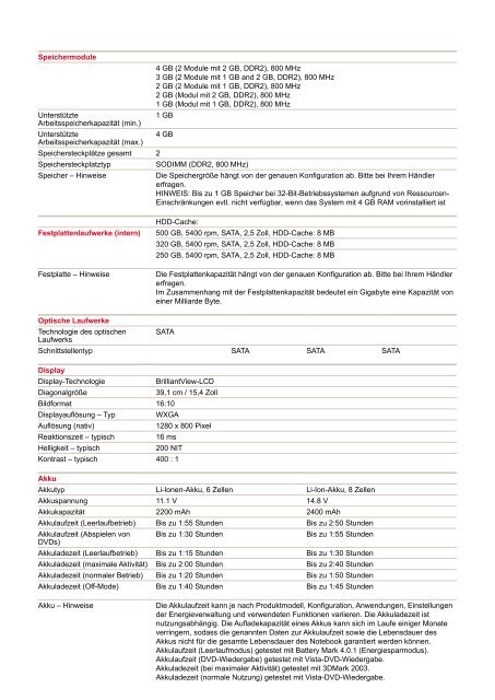 Datenblatt AMILO Notebook Pa 3553 - Fujitsu