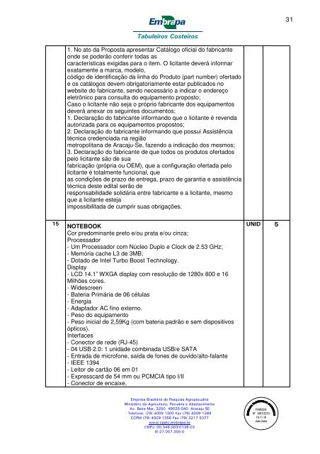 EDITAL - Embrapa Tabuleiros Costeiros