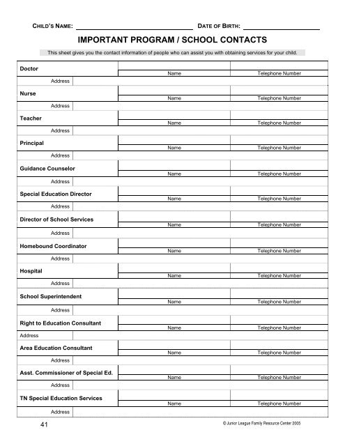 Family Information Notebook (FIN) - Vanderbilt Kennedy Center