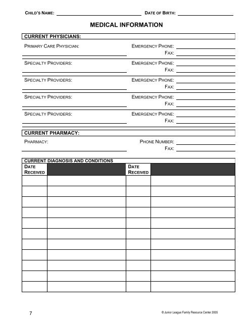 Family Information Notebook (FIN) - Vanderbilt Kennedy Center