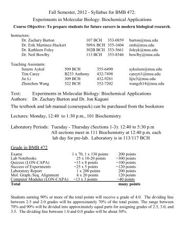 Syllabus for BMB 472: Experiments in Molecular Biology ...