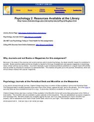 Psychology 2: Resources Available at the Library - Chabot College
