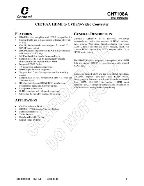 CH7108A - Chrontel, Inc.