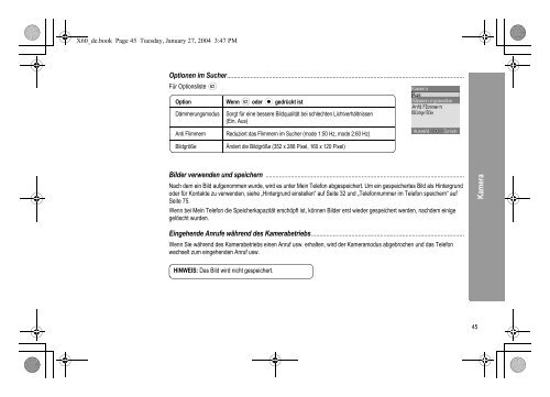 Struktur des Menüs Telefonbuch - Altehandys.de