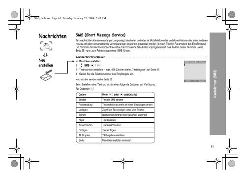 Struktur des Menüs Telefonbuch - Altehandys.de