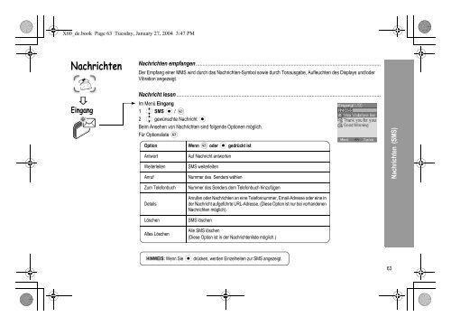 Struktur des Menüs Telefonbuch - Altehandys.de