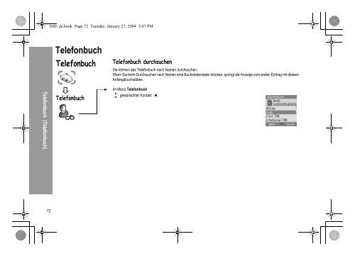 Struktur des Menüs Telefonbuch - Altehandys.de