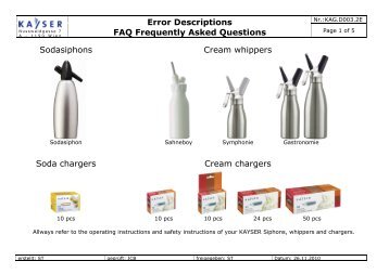 Error Descriptions FAQ Frequently Asked Questions ... - Kayser.