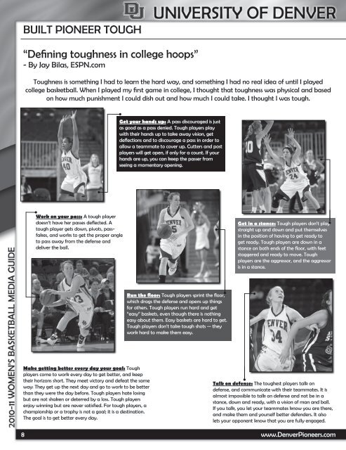 2010-11 Women's Basketball Media Guide - University of Denver ...