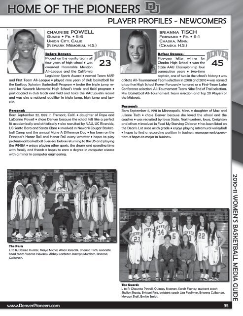 2010-11 Women's Basketball Media Guide - University of Denver ...