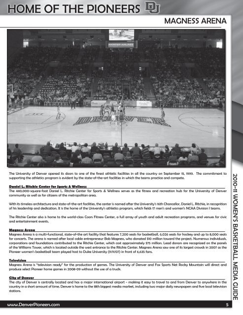 2010-11 Women's Basketball Media Guide - University of Denver ...
