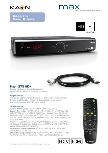 Kaon 275 HD+ - max technologies