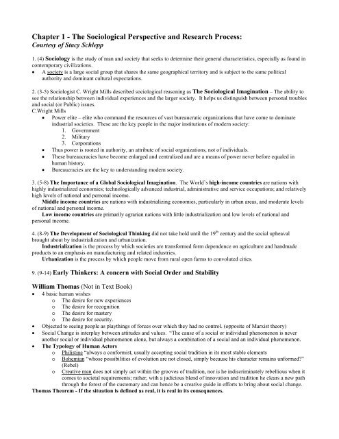 Chapter 1 The Sociological Perspective And Research Process