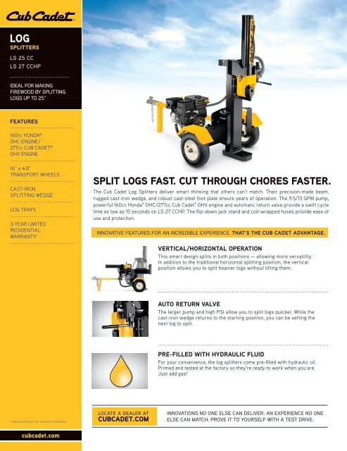 Log Splitter Brochure - Cub Cadet