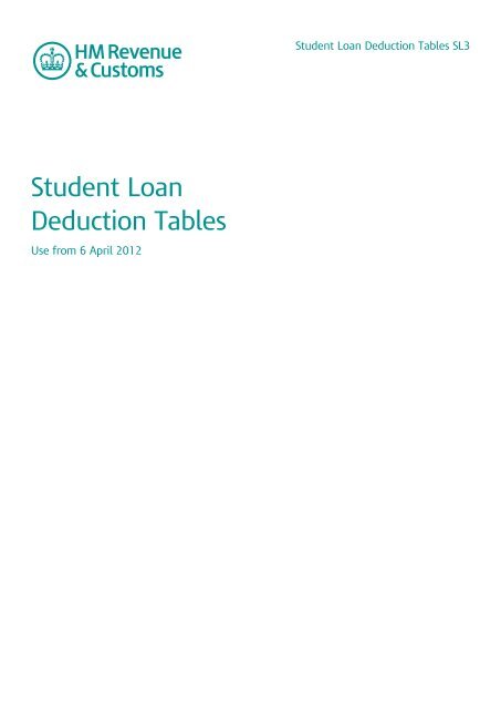 Student Loan Deduction Tables SL3 - HM Revenue & Customs