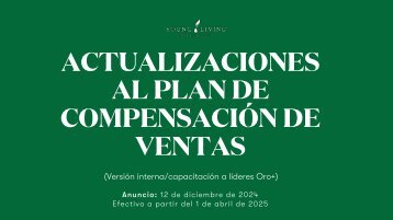 ACTUALIZACIONES AL PLAN DE COMPENSACIÓN DE VENTAS