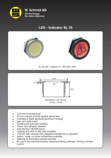 LED - Indicator SL 35 - W. Schmid AG - Fislisbach - Switzerland ...